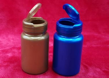フル セットの着色された薬瓶、フリップ-上の帽子の開くこと容易なプラスチック カプセルの容器/近い